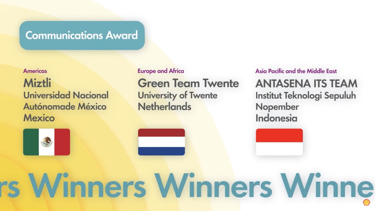 Tim Antasena ITS menjadi juara Shell Eco-marathon Virtual Off-Track Awards 2022 Communication Award pada regional Asia Pasifik dan Timur Tengah